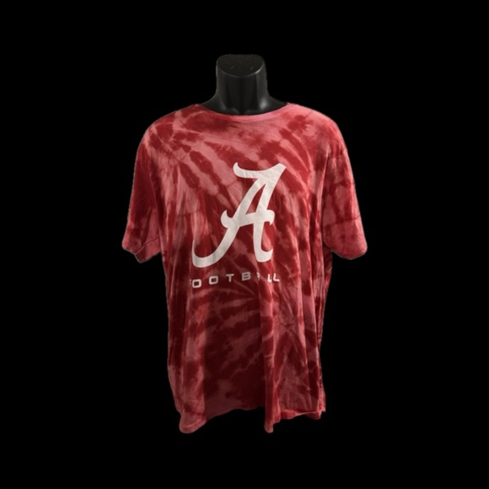 Alabama Football T-Shirt Graphic Print Short Sleeve Tie Dye Red Mens Size L